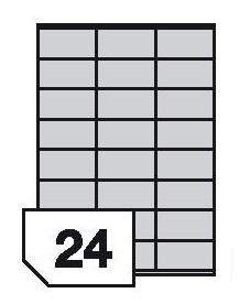 Self-adhesive, translucent polyester film labels for laser printers and copiers - 24 labels on a sheet