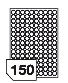 Self-adhesive glossy white labels for laser printers and copiers - 150 labels on a sheet