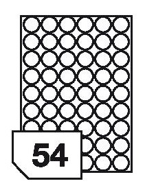 Self-adhesive polyester film labels for laser printers and copiers - 54 labels on a sheet