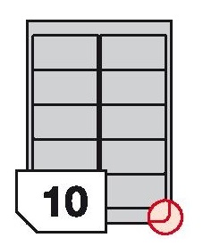 Self-adhesive polyester film labels rounded corners for laser printers and copiers - 10 labels on a sheet