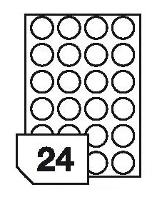 Samoprzylepne etykiety foliowe poliestrowe do drukarek laserowych i kopiarek - 24 etykiety na arkuszu