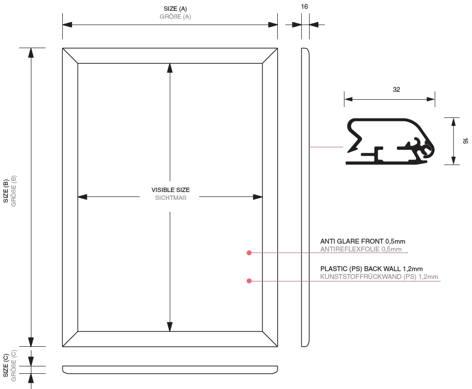 Snap frame with sharp corners