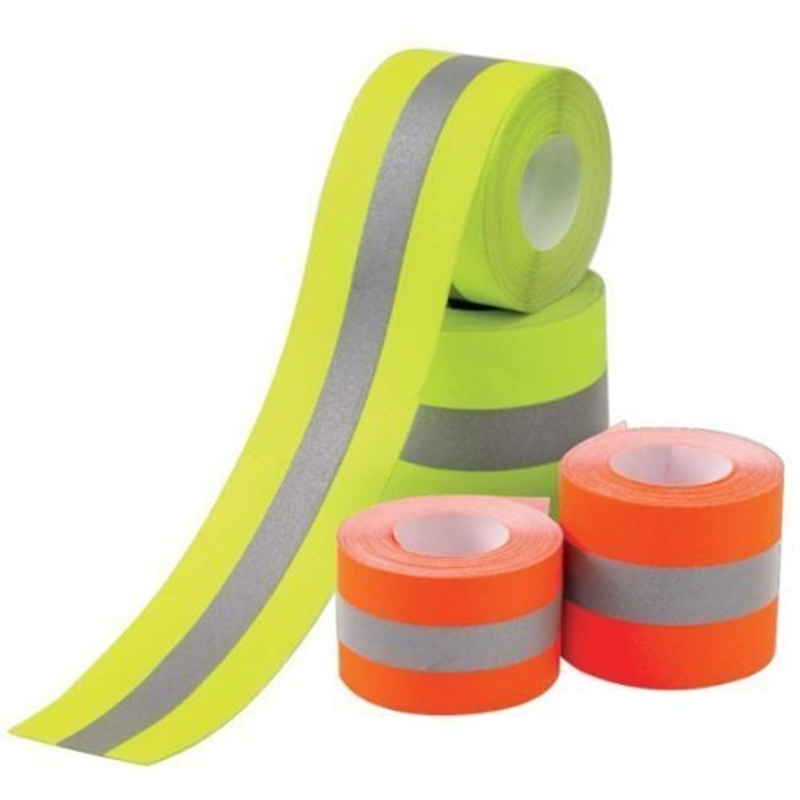Reflective fluorescent tape for sewing in